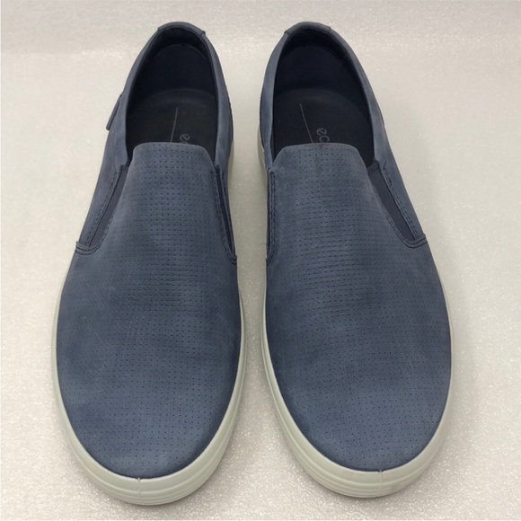 ECCO Sneakers Blue Suede Business Casual Comfortable Men’s Size EU 44 US 10-10.5 - Picture 7 of 13